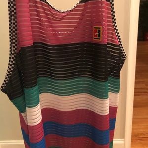 Nike DRI-FIT Striped Mesh Tennis Tank size Large